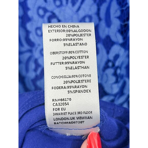 NEW Anthro Cobalt Blue Lace Overlay Shift Dress size Small Winter Boho - Picture 9 of 9